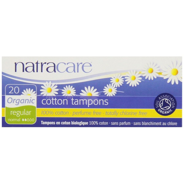Natracare Organic 100% Cotton Tampons, Regular 20 ea (Pack of 8)