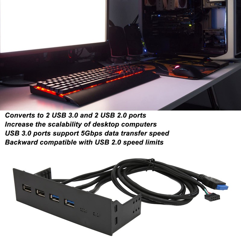 USB 3.0 Front Panel, 5.25in 4 Ports 5Gbps High Speed