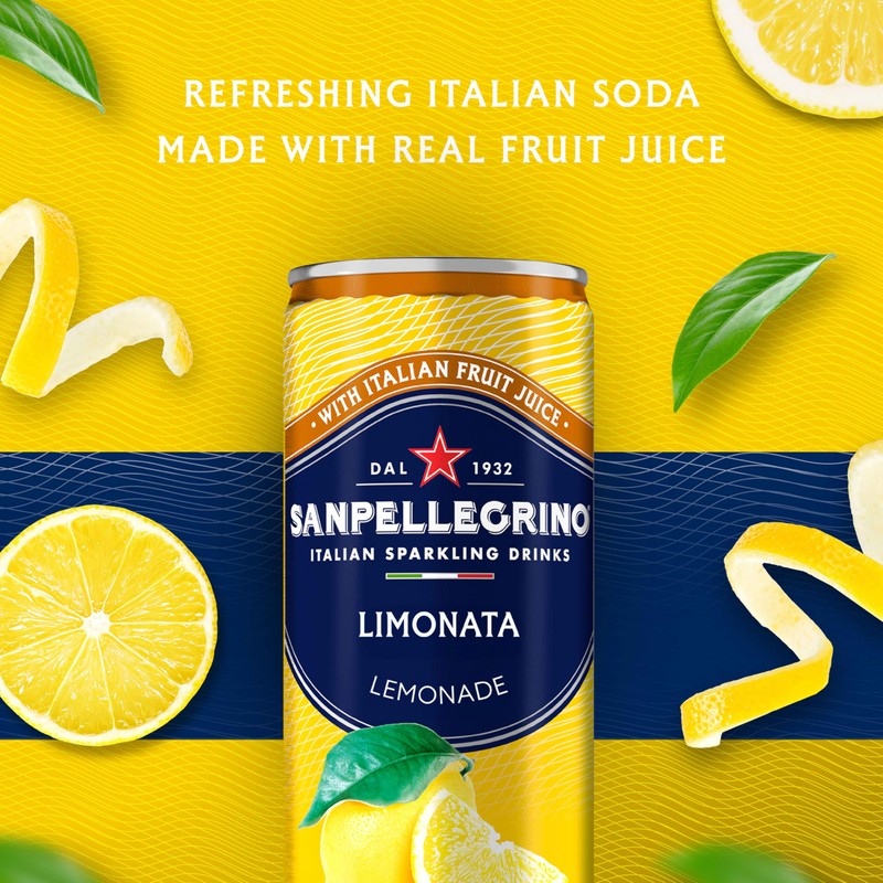 Sanpellegrino Italian Sparkling Drink Limonata, Sparkling Lemon Beverage, 24 Pack
