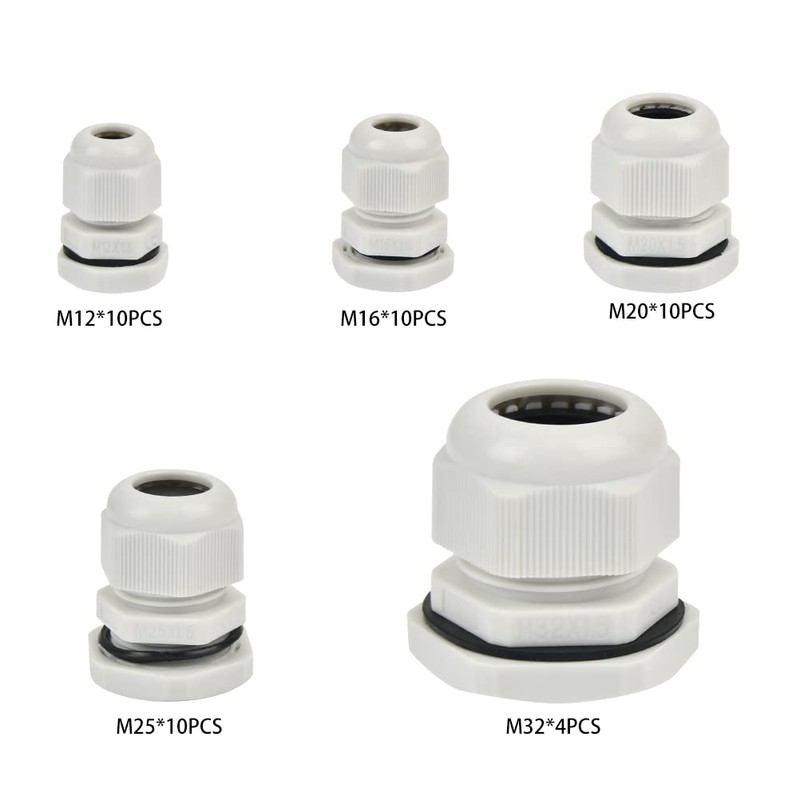 DODUOS 44-Piece Cable Gland Set IP68 Waterproof Closure Cable Screw