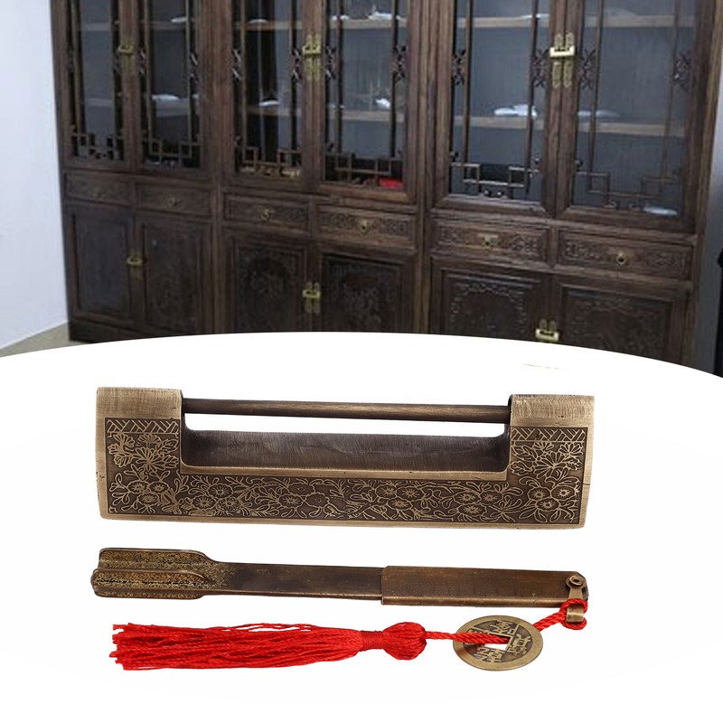 Chinese Antique Lock Retro Spacing 9cm/3.5in Classic Pattern Brass Horizontal