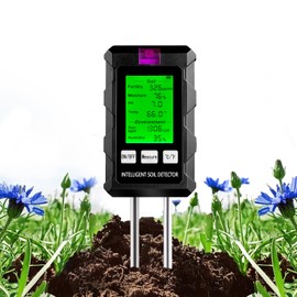 BOSONER Soil Meter Soil Tester Soil Moisture Meter 6-in-1 pH Temperature Fertility Light Intensity Ambient Moisture Plant Moisture Meter for Lawn Potted Plants Gardening