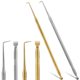 2 in 1 Lash Lift Tool, 2 Pcs Stainless Steel Lash Lift Perm Tool Kit Professional Eyelash Lifting Rods Eyelash Separator Tools for Eyebrow Perming Tinting Curling Extensions Supplies (Gold, Silver)