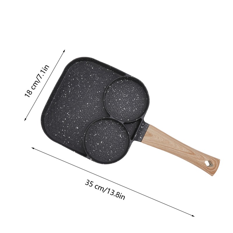 3 in 1 Breakfast Pan Prevents Stick Heat Resistant Divided