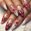 Press on Nails Long Almond Fake Nails with Pink and