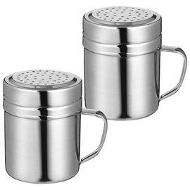 VALICLUD 2pcs Stainless Steel Shaker with Handle Seasoning Container for Home Cafe and Restaurant Use Dishwasher Safe Capacity Resistant