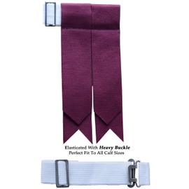AAR Tartans Kilt Flashes with Heavy Buckle Elastic Adjusters Fit Burgundy
