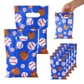 50 Stk Baseball Geschenktüten, PE Material 25x17cm Baseball Snack Süßigkeitentüten mit Griff für Partyzubehör zum Thema Sport Dekorationen