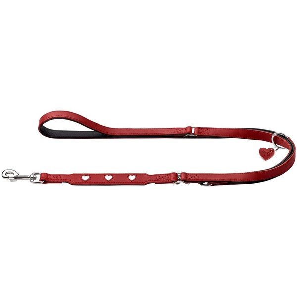 HUNTER Love Adjustable Dog Lead Red / Black Soft Nappa