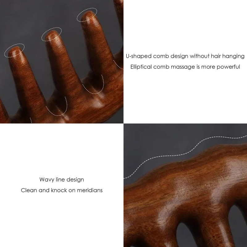 3 Pieces Wooden Handle Comb, Head Massage Comb, Hair Care