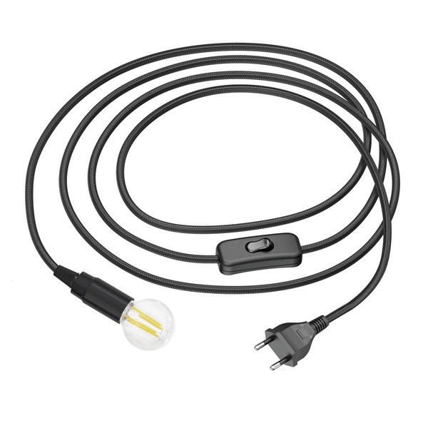 ledscom.de Leha Textile Cable with Plug and Switch Black 3
