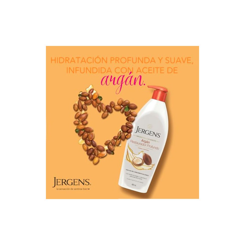 Jergens, Crema Corporal Argán Restaurador Profundo Humectante, 400 ml, con