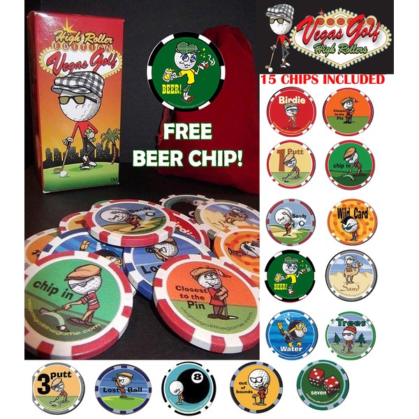 Vegas Golf High Roller Edition-Now with 15-Chips! Now Includes a Free Beer Chip