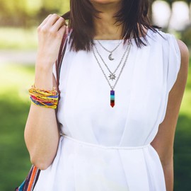 MJartoria Gothic Necklaces Chakra Sun and Moon Charm Pendant Layered Choker Necklace Set Gothic Jewelry for Women, Metal, No Gemstone