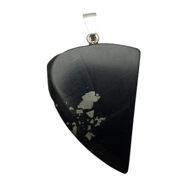 KRIO® - Slate with Special Cut Pyrite Pendant with Silver Eyelet, Stone, Pyrite in Slate