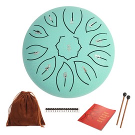 WRINWPOOSE Steel Tongue Drum 6 Inch 11 Notes, C Major Tongue Drum Rain Chime Outside, Chakra Drum for Rain, Rain Drum with mallets for Musical Education Entertainment Zen Meditation Yoga Gifts (malachite)