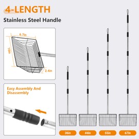 10inch Large Chicken Poop Scooper,36 to 67" Long Chicken Coop Litter Metal Scoop with Stainless Steel Handle,5-in-1 Detachable Poop Shovel for Chicken Coop Accessories,Chicken coop Cleaning Tools.