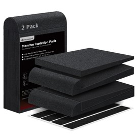 Focusound Studio Monitor Isolation Pads for 3-4.5 Inches Monitors, 2 Pack High Density Acoustic Speaker Isolation Pads Foam