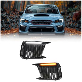 HECASA LED Fog Lights Covers Compatible with 2018-2021 Subaru WRX STI White Amber LED DRL Daytime Running Light & Amber Turn Signal Fog Lamp Covers Left Right Replacement for 57731VA410 57731VA400