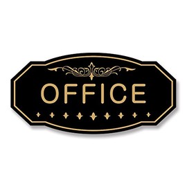Office Victorian Door/Wall Sign (Black/Gold) - Medium 4" x 8"