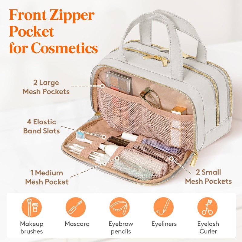 Lifewit Travel Toiletry Bag with Handle, Large Wide-Open Makeup Cosmetic