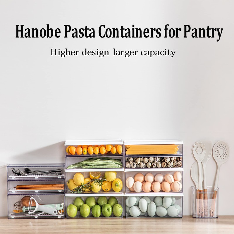 Hanobe Pasta Containers for Pantry Large Spaghetti & Noodle &