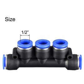 PK-12(12mm) OD Quick Release Connectors Manifold，Inline Manifold Union Fittings, Air Push Quick Fittings, Pneumatic Connectors Push to Connect Fittings Kit, 10 PCS