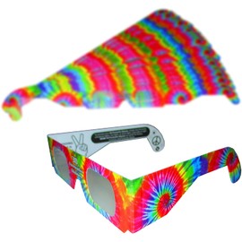 Rob's Super Happy Fun Store Fireworks Diffraction Glasses - 50 Paper Fireworks Diffraction Glasses (Trippy Tie-Dye Frames) + 1 Hearts Effect Bonus (Plain White Frame)