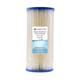 10" Jumbo Pleated Sediment Water Filter | 1 Micron, 10" x 4.5" | Washable Filter to Extend Lifespan, Fits 10" Jumbo Housings (1 Pack)