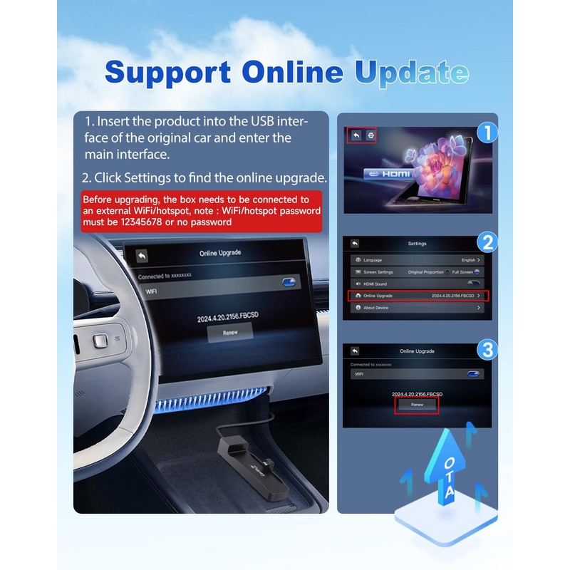 Carlinkit Wireless CarPlay & Android Auto Adapter, FireDrive Link Pro
