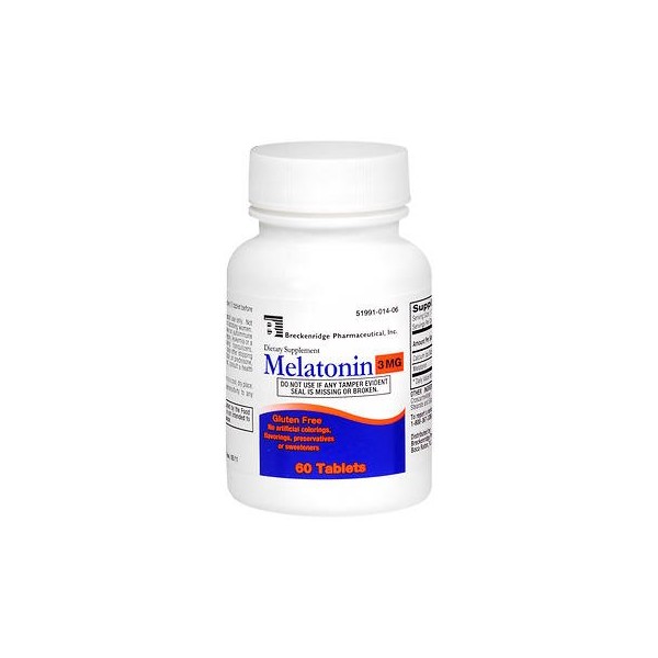 Breckenridge Melatonin 3 mg - 60 Tablets, Pack of 3