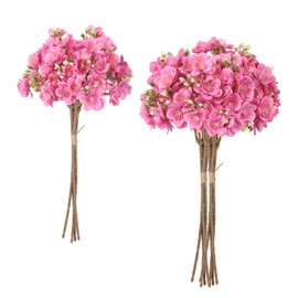 INSUNSIX 2 Bouquets Silk Jasmine Artificial Flowers 8pcs Realistic Hot Pink Fake Forsythia Spring Flower for Wedding, Table Centerpiece, Indoor/Outdoor Home Decor(Hot Pink)