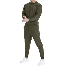 Uni Clau Men's Casual Tracksuit Athletic Sweatsuits Long Sleeve 2 Piece Outfit Running Jogging Sport Suit Sets, Green, Large