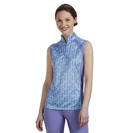 Riding Sport Ladies Airflow Quarter-Zip Print Sleeveless Shirt - Flower Power - Large