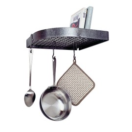 Handcrafted Small 12" Corner Wall Rack w 12 Hooks Hammered Steel