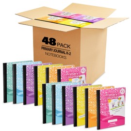 Primary Composition Notebook K-2, Primary Journal Grades K 2, Preschool, 1st Grade, Kindergarten Notebooks, Primary Ruled - 9.75 x 7.50 - Sturdy Covers - 100 Sheets - Assorted Colors (Bulk - 48 Pack)