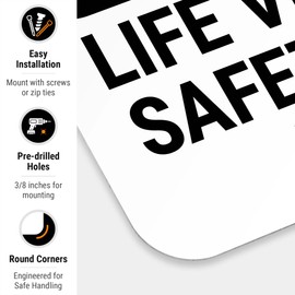 OSHA Danger Life Vest and Or Safety Harness Required Sign, 12x18 Inches, 55 mil Thick HDPS (high Density polystyrene), Made in USA