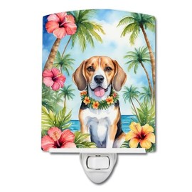 Caroline's Treasures Beagle Luau Ceramic Night Light Compact, UL-Certified, Ideal for Bedroom, Bathroom, Nursery, Hallway, Kitchen, 6x4x3, Multicolor