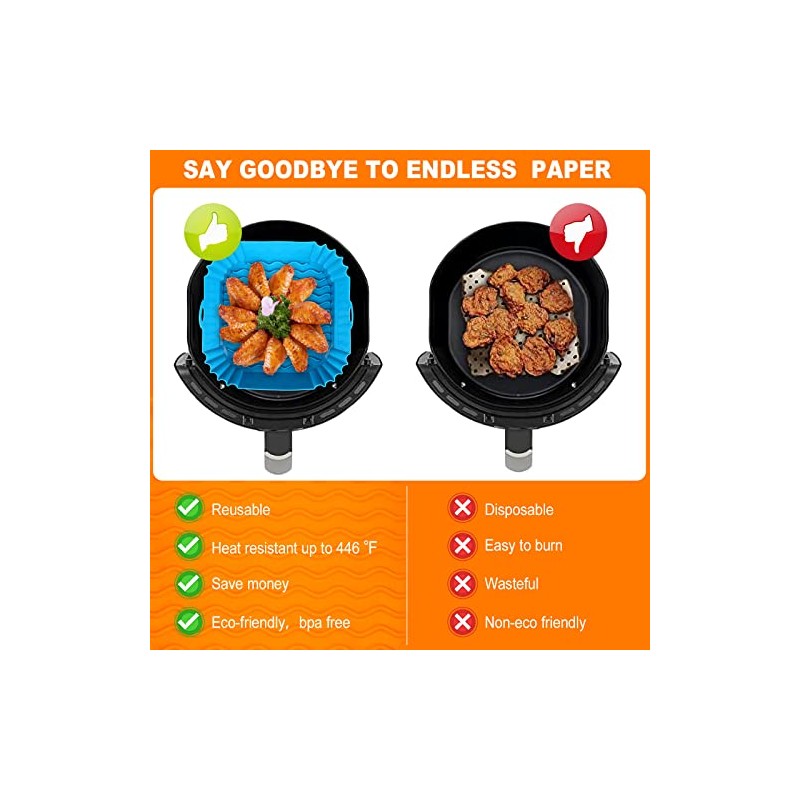 Boribim 2 PCS Reusable Silicone Air Fryer Liners - 8