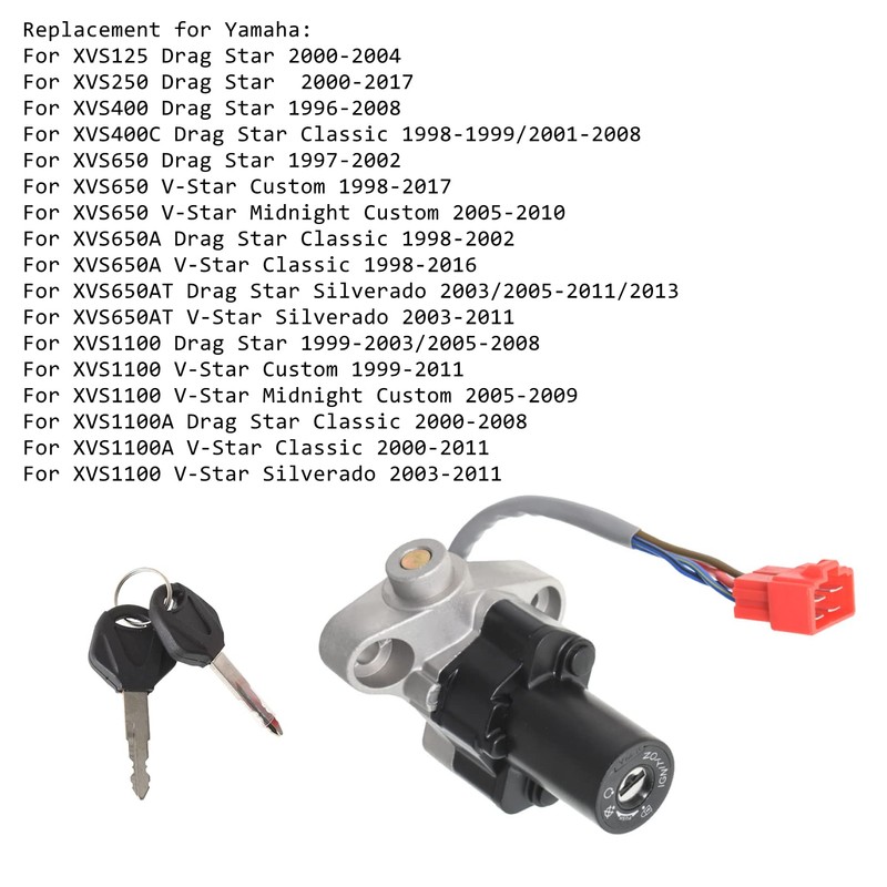 LABLT Motorcycle Ignition Switch Fuel Cap Seat Lock Keys Replacement