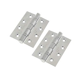 Stainless Door Hinges Ball Bearing 4" - 102x76x3mm Fire Door Square Corners 1 Pair Pack [2 Hinges] Including Screws Satin