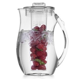 Jarra de infusor de agua – Jarra de agua con infusor de frutas por Home Essentials – Jarra acrílica irrompible – Diseño elegante y duradero – Ideal para té helado, agua con infusión de frutas y jugo (94 onzas)
