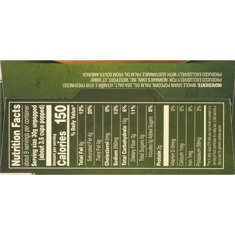 Newman's Own Microwave Popcorn, Sea Salt, 9.6-oz. (Pack of 12)