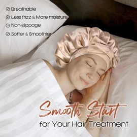 FURTALK Satin Silk Bonnet for Women Double Layer Satin Lined Hair Bonnet Night Sleep Cap for Curly Hair with Tie Band