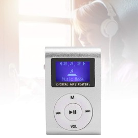 Mini Mp3 Music Player ,Portable Kids Mp3 Player Sports Backclip Lcd Screen Mp3 Support Memory Card For Running Sports (Silver)