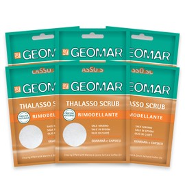 GEOMAR | Thalasso Körperpeeling mit Meersalz, Bittersalz, Kaffeeöl und Guarana- und Capsico-Extrakten, hergestellt in Italien, 6 x 85 g