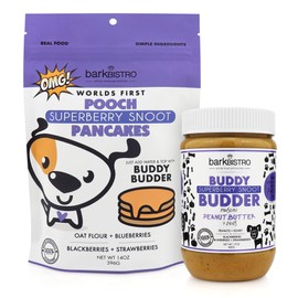 Superberry Snoot Buddy BUDDER + Pooch Pancakes,100% All Natural Dog Peanut Butter & Pancake Mix, No Artificial Sugar or preservatives, Healthy Dog Treats - Made in USA