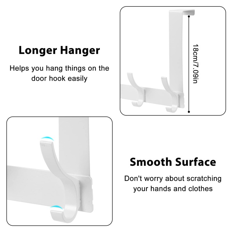 Optish White Aluminum Over The Door Hooks, 12 Coat Hooks,