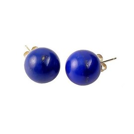 Trustmark 14K Yellow Gold 8mm Natural Blue Lapis Lazuli Ball Stud Post Earrings