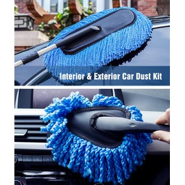 YeewayVeh Car Duster Kit, 2 PACK Car Dust Brush Set with Microfiber Pollen Dusters Scratch Free, Extendable Car Duster Brush & Dash Duster for Car Exterior Interior Cleaning Tools